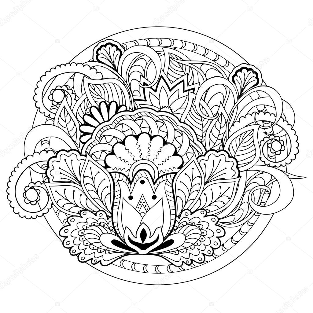 doodle flowers, herb and mandalas