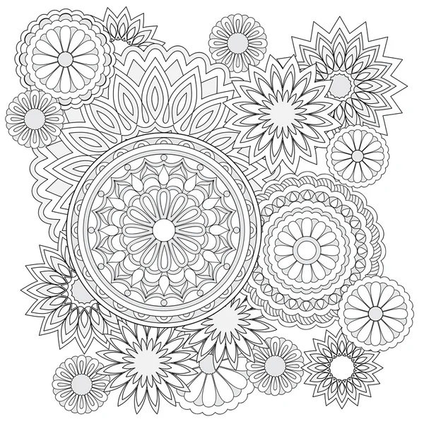 Fundo com flores e mandalas — Vetor de Stock