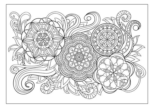 Image with doodle mandalas and tangle elements — Stock Vector