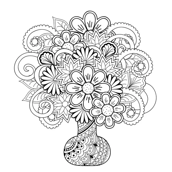 Vase with doodle flowers — Stock Vector