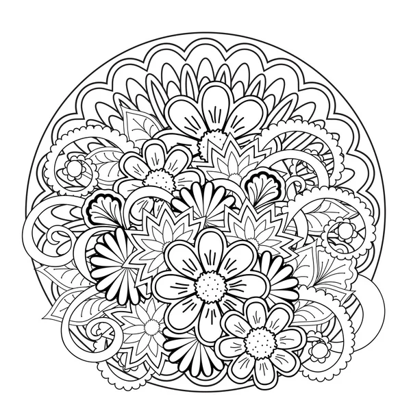 Doodle flor de emaranhado e mandalas — Vetor de Stock