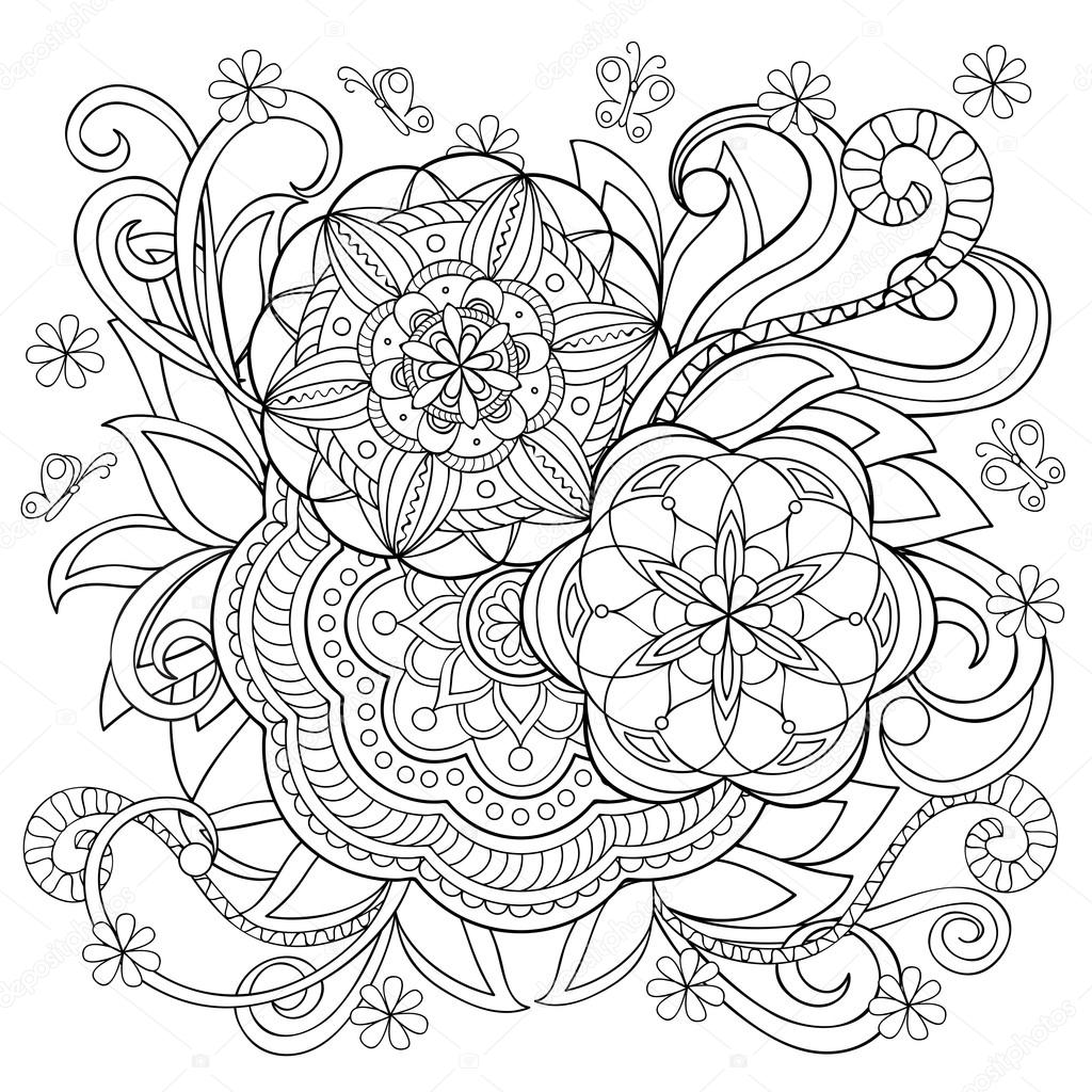 stockillustratie doodle bloem en mandala s