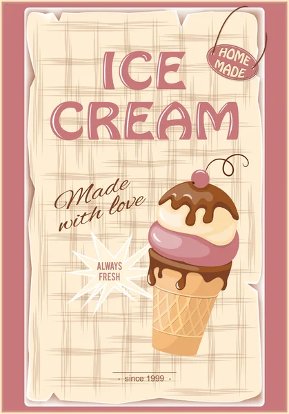 Bannière avec crème glacée actuelle — Image vectorielle