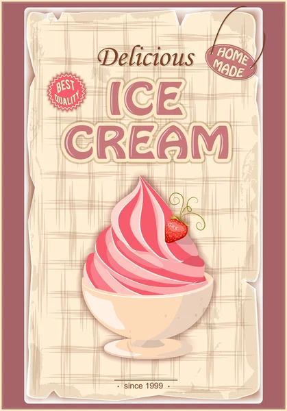 Vintage background with home made ice cream — Stock Vector