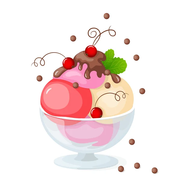 Helado aislado en blanco con grosella — Vector de stock