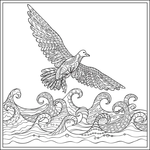 Gaviota au-dessus de l'océan — Image vectorielle