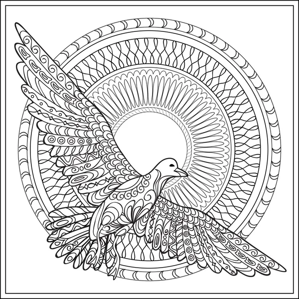 Geïsoleerde gaviota met mandala — Stockvector