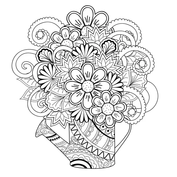 Regadera con flores — Vector de stock