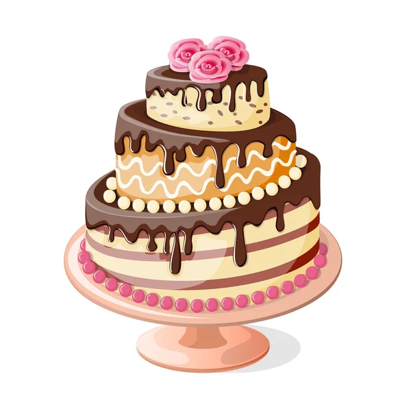 Isolated  birthday cake tier with roses — Stock Vector