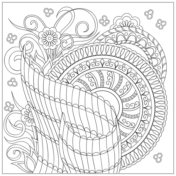 Bild mit wirren Mandalas und Blumen — Stockvektor