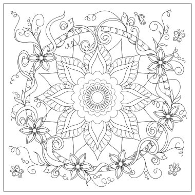 karışık çiçekler ve kelebekler daire