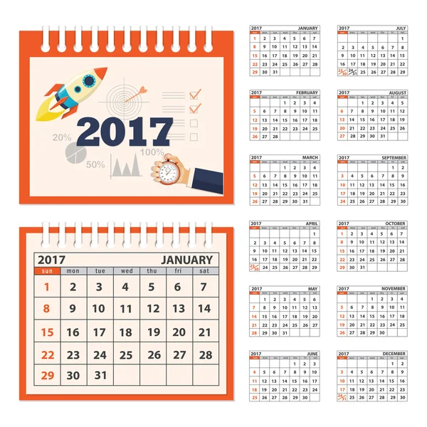 Biurko biznes kalendarz roku 2017 — Wektor stockowy