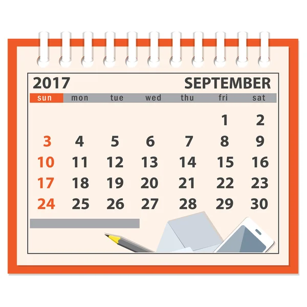 Page de septembre 2017 — Image vectorielle