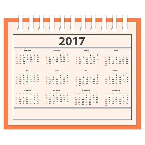 Escritorio calendario completo 2017 — Vector de stock