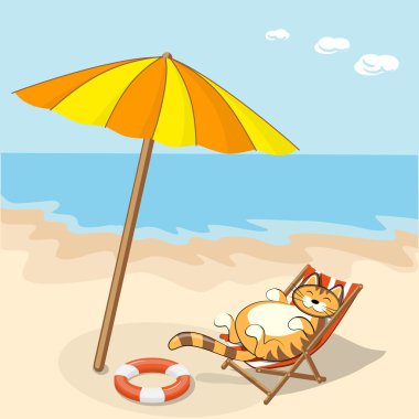 cartoon cat on the beach