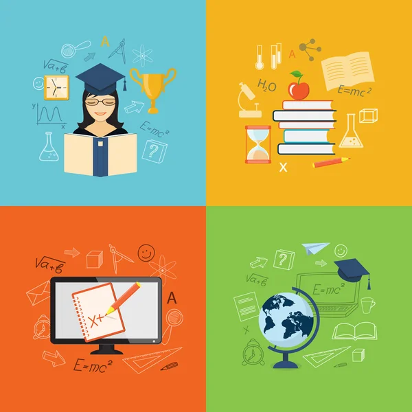 Conjunto de contenidos de la educación — Vector de stock