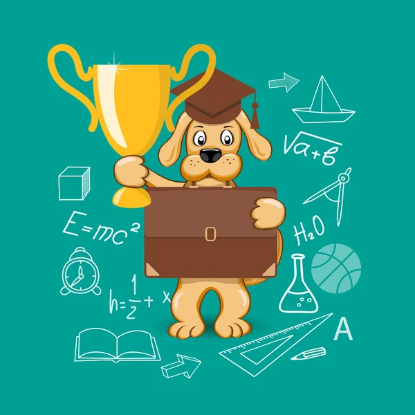 Banner for education with cartoon dog — Wektor stockowy