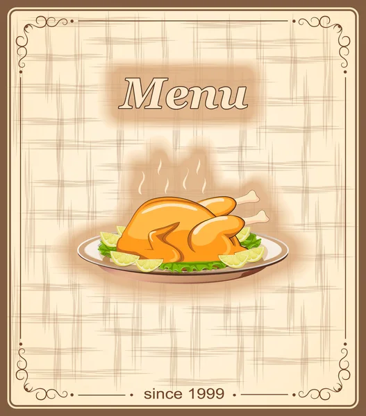 Banner per menu con pollo — Vettoriale Stock