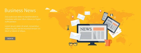 Diseño para sitio web de noticias de negocios en línea — Vector de stock