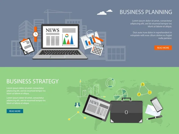 Diseño para sitio web de planificación empresarial, análisis, estrategia — Archivo Imágenes Vectoriales