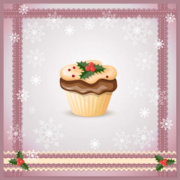 Karácsonyi kártya cupcake — Stock Vector