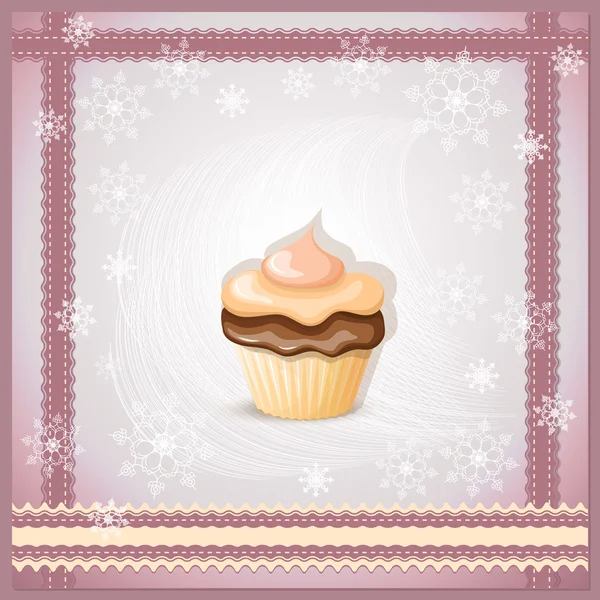 Weihnachtsbanner mit Cupcake — Stockvektor