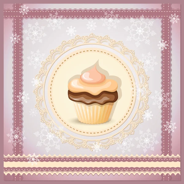 Weihnachtsbanner mit Cupcake — Stockvektor