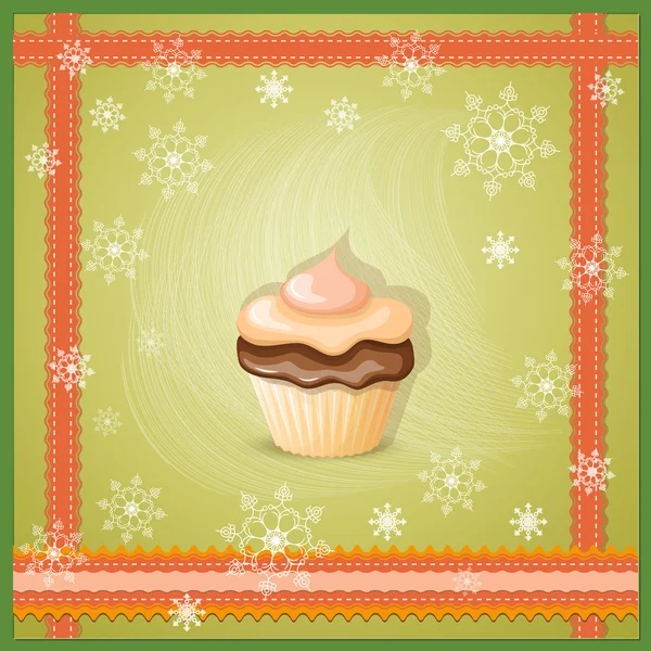 Christmas banner with cupcake — Stock Vector