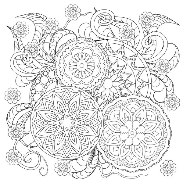 Conceito de flores zentangle — Vetor de Stock