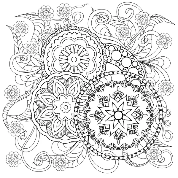 Doodle blommor och mandalas — Stock vektor