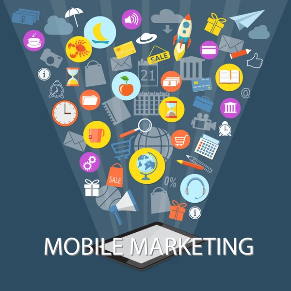 Concetto di Mobile Marketing — Vettoriale Stock