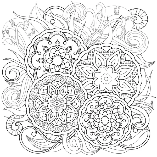 Doodle květiny a mandaly Royalty Free Stock Ilustrace