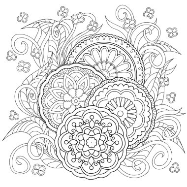 doodle flowers and mandalas clipart
