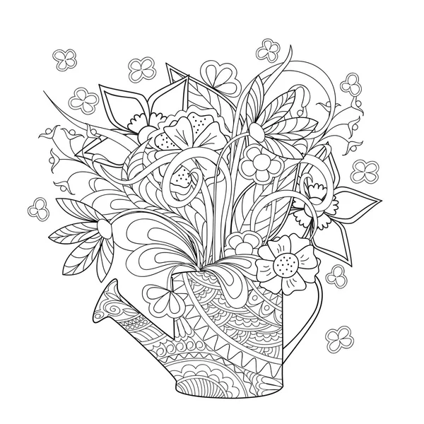 Fleurs doodle et herbe — Image vectorielle