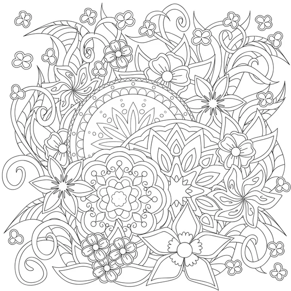 Doodle flores e mandalas — Vetor de Stock