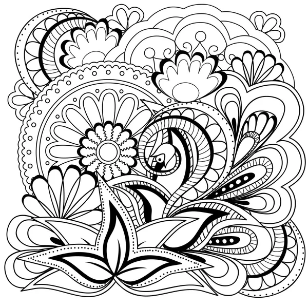 Doodle Blumen und Mandalas — Stockvektor