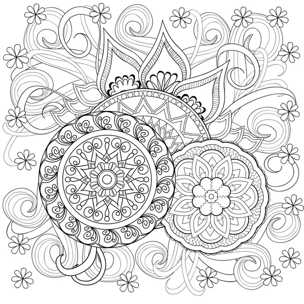 Doodle a virágok és a mandalák — Stock Vector