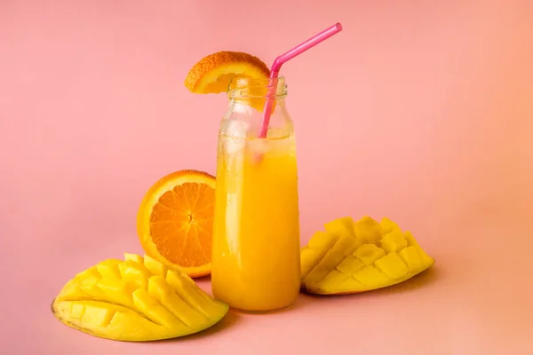 Fresh Summer Cold Mango Cocktail Orange High Quality Photo — Stock Photo, Image