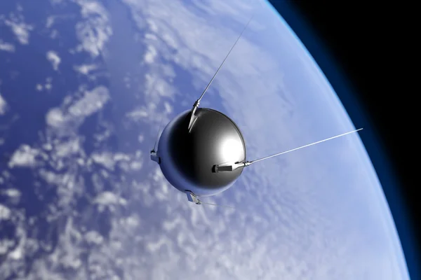 Sputnik kreist um die Erde — Stockfoto