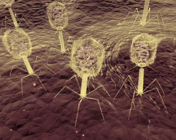Wirusy bacteriophage blisko — Zdjęcie stockowe