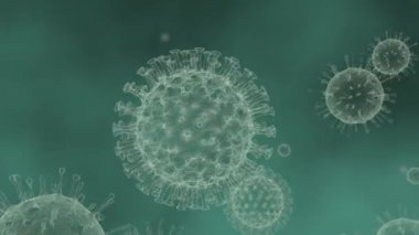 Yeşil arka plan üzerinde yüzen virüsler