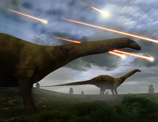 Utrotning av dinosaurier meteorregn — Stockfoto