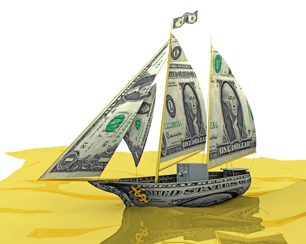 Geld schip — Stockfoto