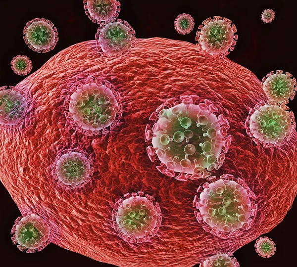 HIV Viruses Attacking Cell — Stock Fotó
