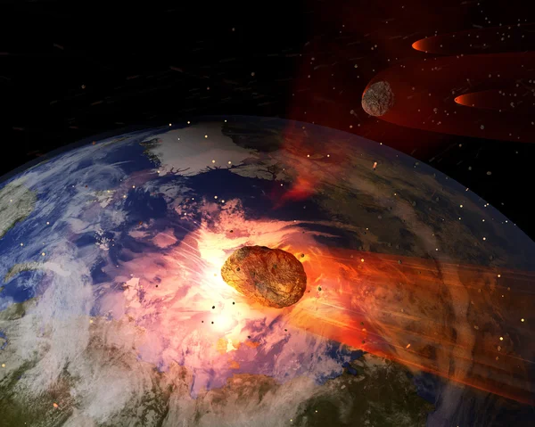 Asteroid Impacting Earth — Stock Photo, Image