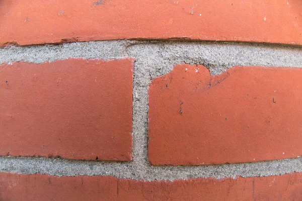 Detail Red Brick Wall Grey Mortar Abstract Background — Stock Photo, Image
