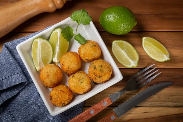 Cod Dumpling Traditional Brasilian Snack Bunuelos Bacalo — Stock Photo, Image