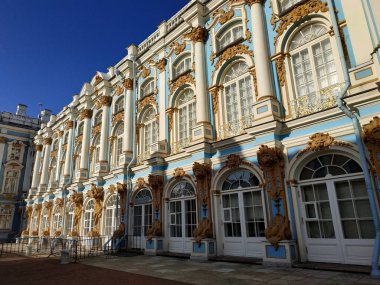 Catherine Sarayı 'na ve sonbahar havasında binalara bakın, Saint Petersburg, Rusya