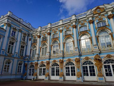 Catherine Sarayı 'na ve sonbahar havasında binalara bakın, Saint Petersburg, Rusya