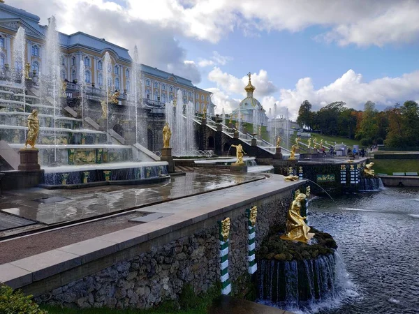 Vue Sur Territoire Palais Peterhof Les Bâtiments Automne Saint Pétersbourg — Photo